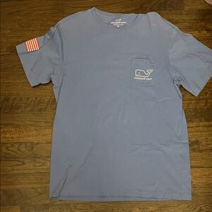 Vineyard Vines Slate Blue Short-Sleeve Pocket Tee with Flag Patch